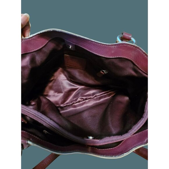 Coach Campbell Signature Belle Carryall Canvas Leather Trim Front Buckle Tote - Picture 13 of 14